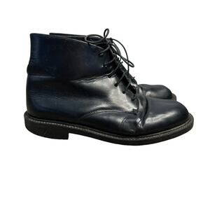 J. CREW Vintage Black Leather Lace Up Ankle Boots Made in Italy Size 36 US 5.5